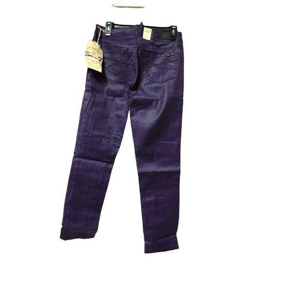 Seven7 Petite Women’s Denim Coated Low -Rise Skinny Jeans,  Purple, Size 8P - Picture 6 of 8